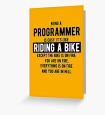 Tarjeta de felicitación Ser un programador es fácil. Es como andar en bicicleta - Funny Programming Jokes - Light Color