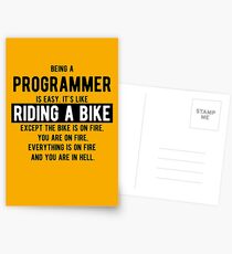 Being a programmer is easy. It's like riding a bike - Funny Programming Jokes - Light Color Postcards