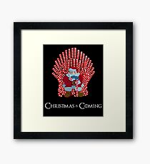 Christmas Is Coming Santa On Candy Cane Throne Framed Print