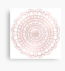 Rose Gold Hand Drawn Boho Mandala Metal Print
