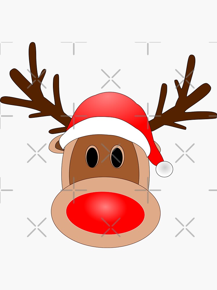"Cute Reindeer Face Emoji For Christmas" Sticker by ...