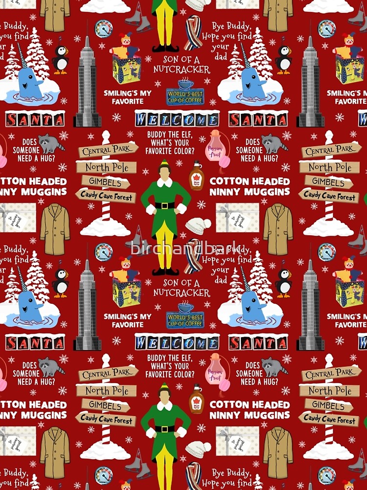 Buddy the Elf collage, Red background by birchandbark