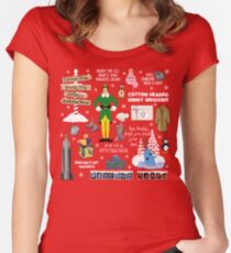 Buddy the Elf collage, Red background Women's Fitted Scoop T-Shirt