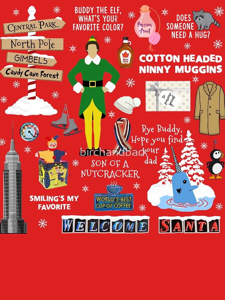 Buddy the Elf collage, Red background by birchandbark