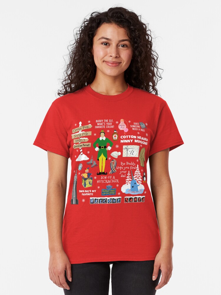 Alternate view of Buddy the Elf collage, Red background Classic T-Shirt