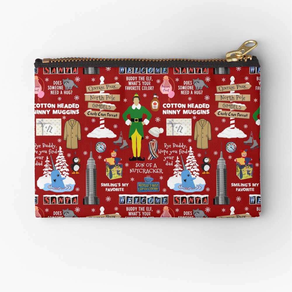 Buddy the Elf collage, Red background Zipper Pouch
