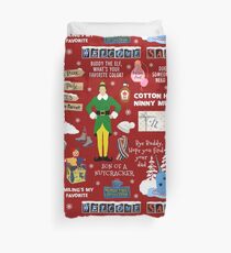 Buddy the Elf collage, Red background Duvet Cover