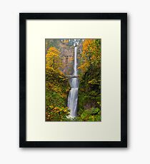 Multnomah Falls in Fall Season Colors OR USA Framed Print