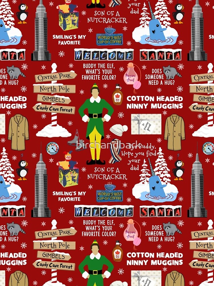 Buddy the Elf collage, Red background by birchandbark
