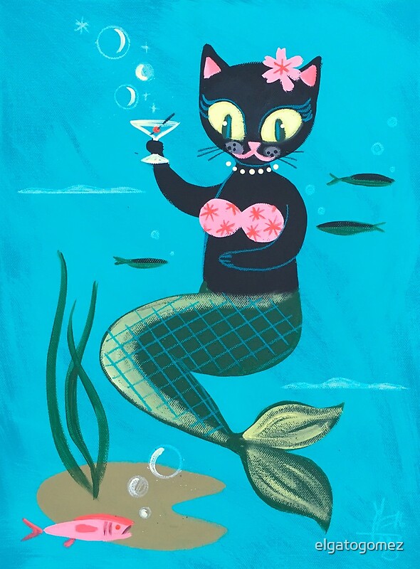 "mermaid cat " by elgatogomez | Redbubble