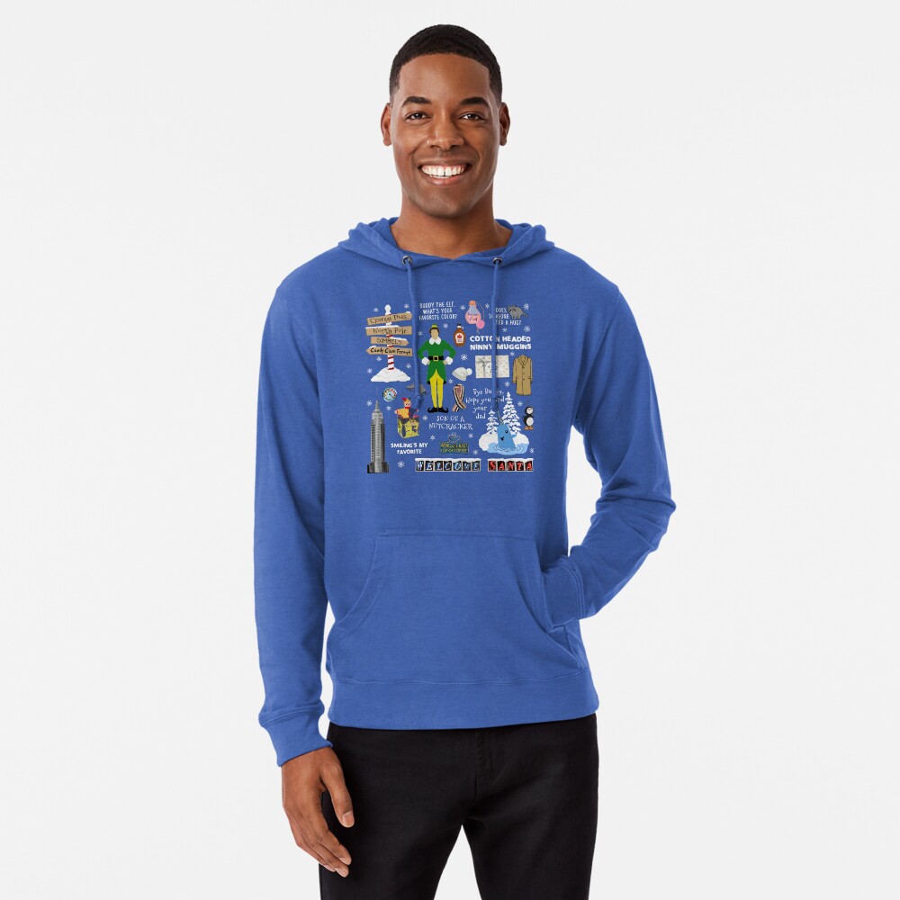 Buddy the Elf collage, Blue background Lightweight Hoodie