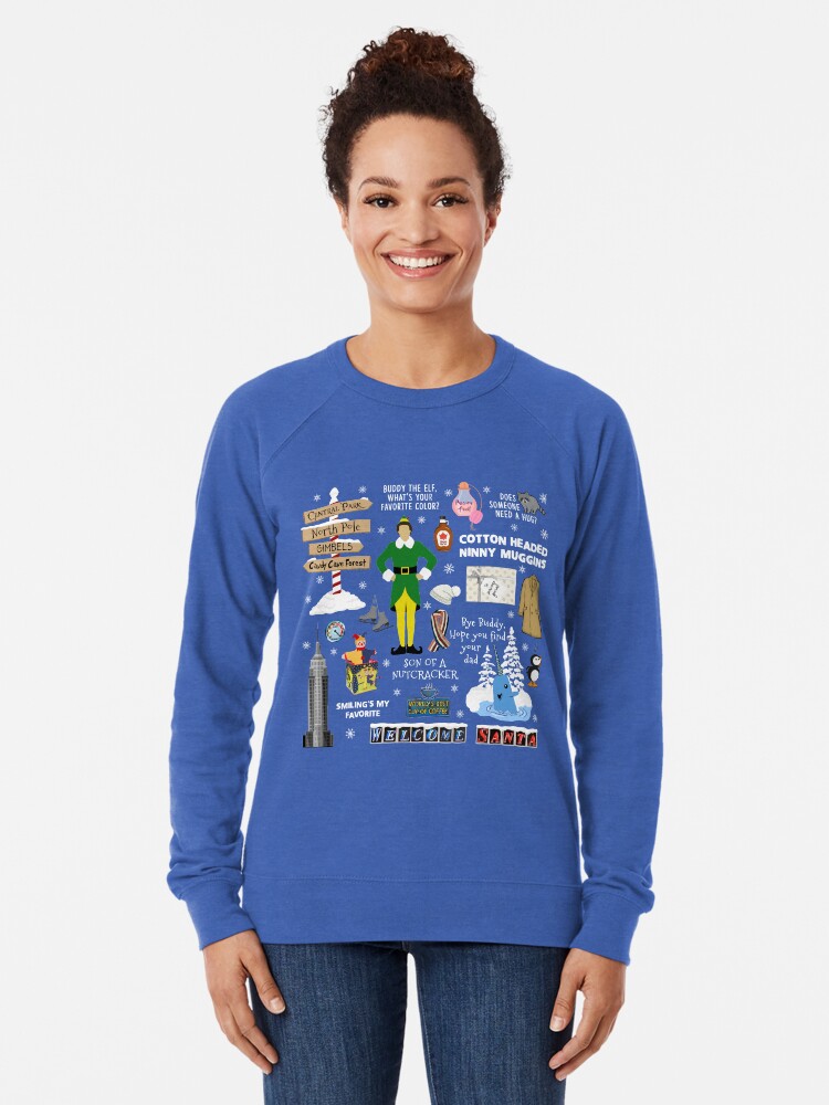Alternate view of Buddy the Elf collage, Blue background Lightweight Sweatshirt