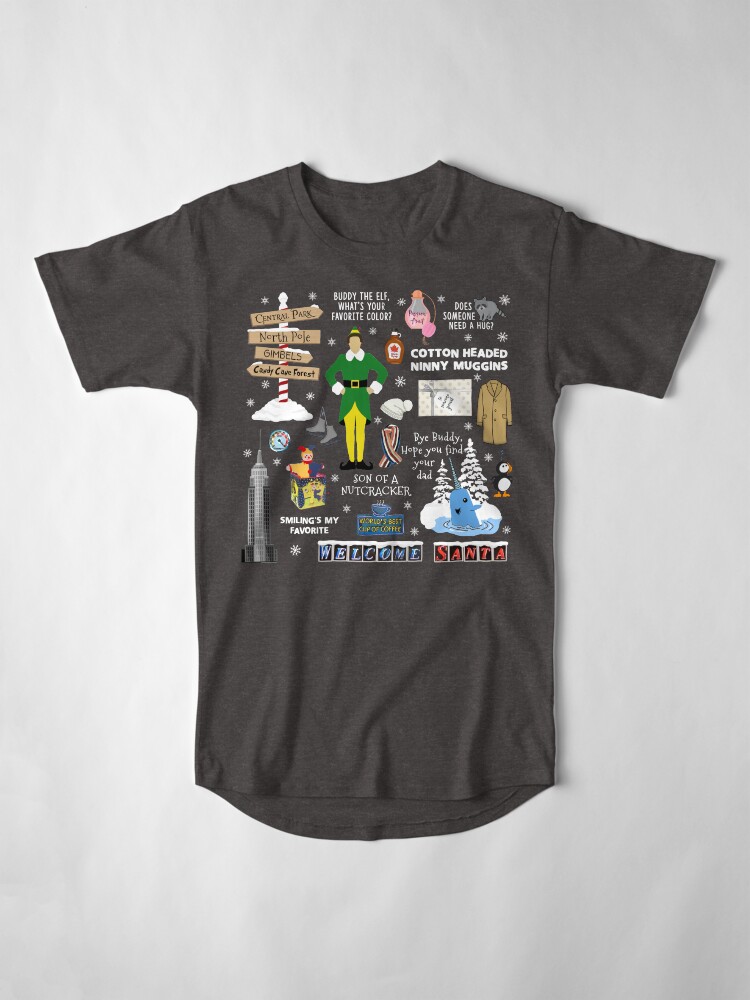 Alternate view of Buddy the Elf collage, Blue background Long T-Shirt