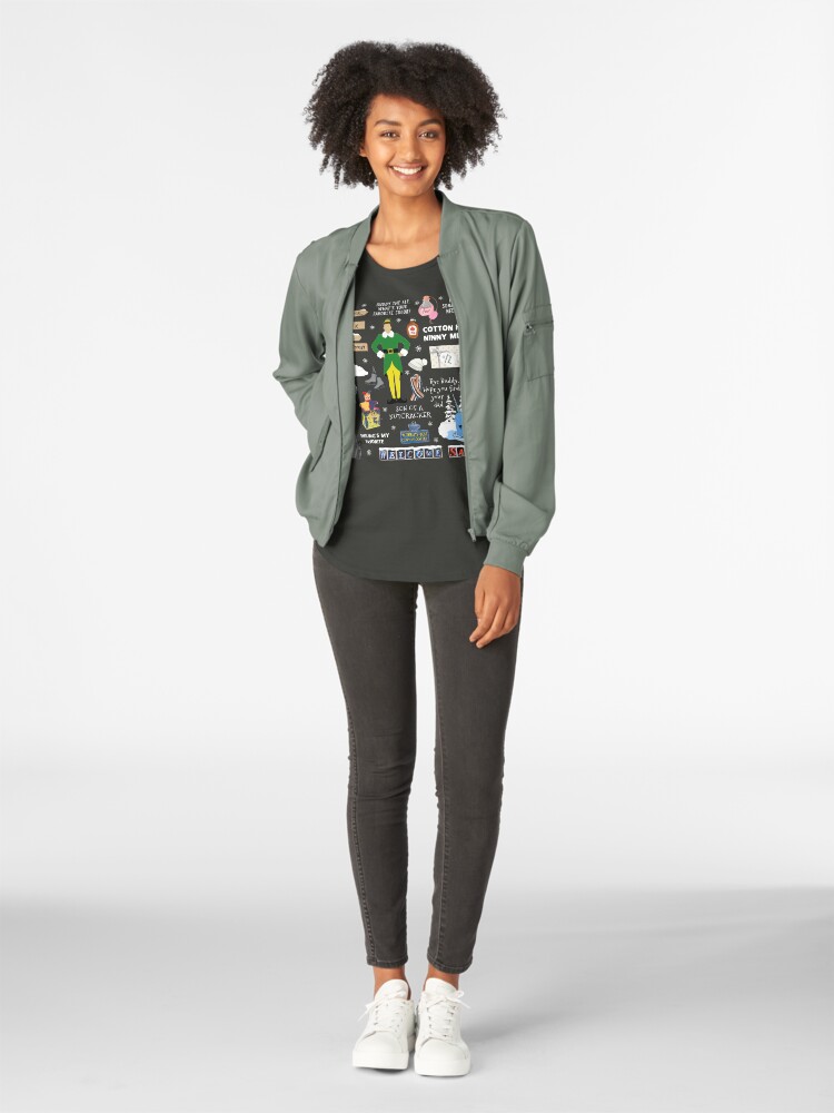 Alternate view of Buddy the Elf collage, Blue background Premium Scoop T-Shirt