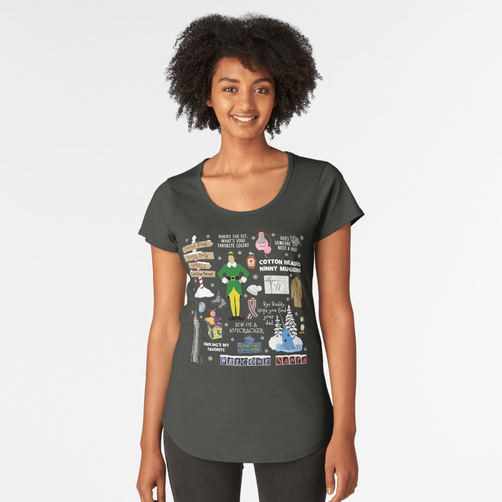 Buddy the Elf collage, Blue background Premium Scoop T-Shirt