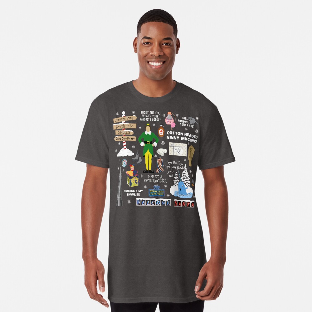 Buddy the Elf collage, Blue background Long T-Shirt