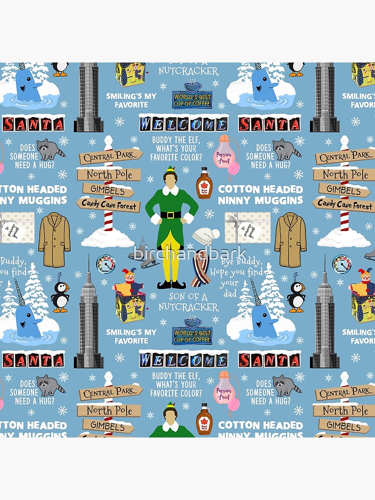 Buddy the Elf collage, Blue background by birchandbark