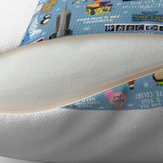 Alternate view of Buddy the Elf collage, Blue background Floor Pillow