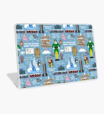 Buddy the Elf collage, Blue background Laptop Skin
