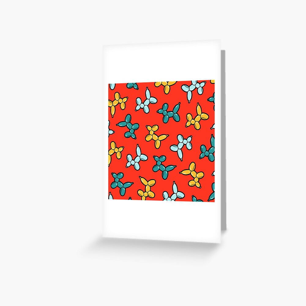 Balloon Animal Dogs Pattern in Red Greeting Card