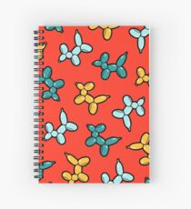 Balloon Animal Dogs Pattern in Red Spiral Notebook
