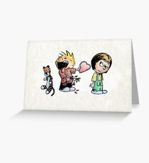 Calvin and Hobbes and Susie Fan Art Greeting Card