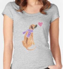 Aquarell Rhodesian Ridgeback Tailliertes Rundhals-Shirt