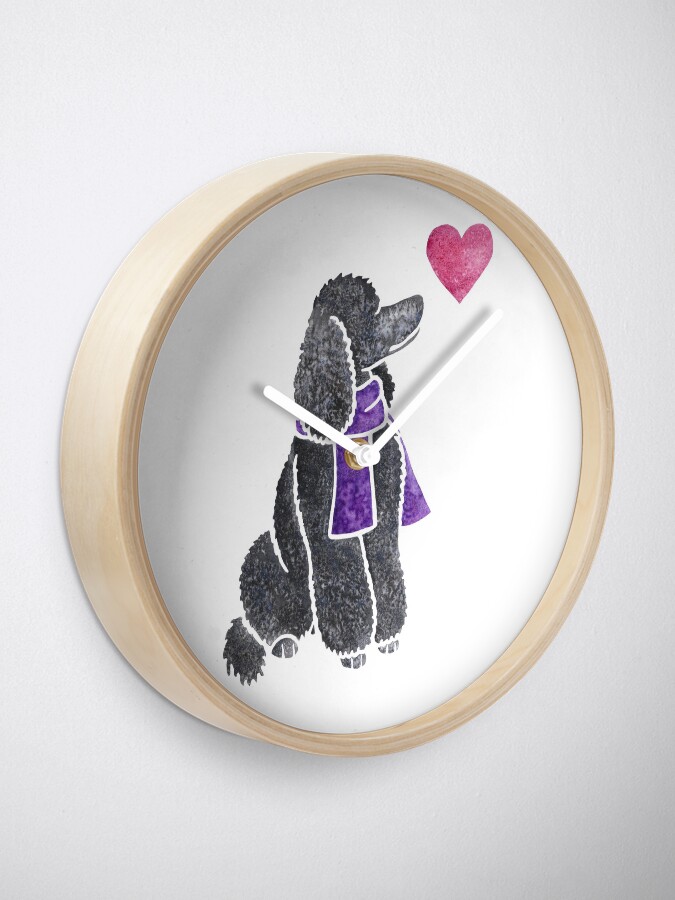 Alternate view of Watercolour Poodle Clock