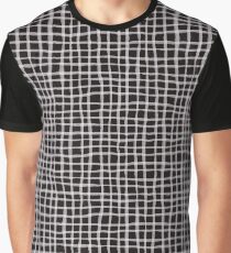Painted Grid Print | Black Graphic T-Shirt