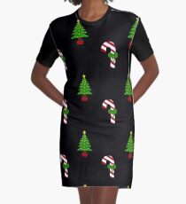 Christmas Trees and Candy Canes Graphic T-Shirt Dress