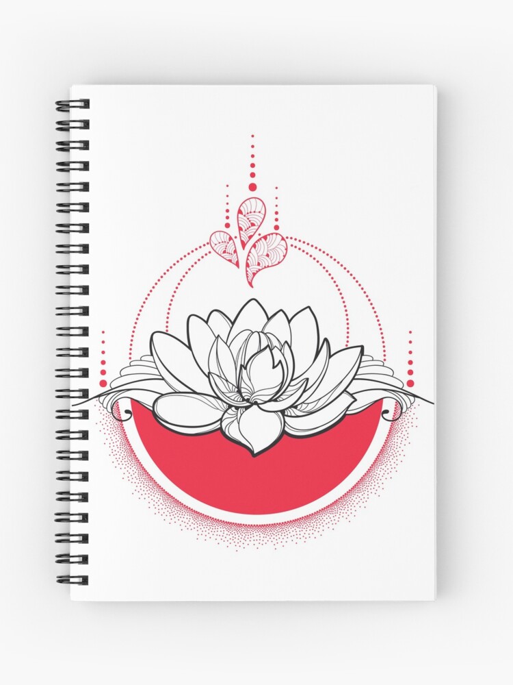 Fleur De Lotus Noir Et Blanc Cahier à Spirale