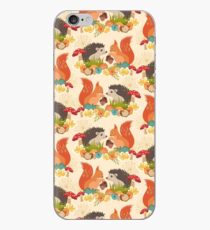 Hedgehog and Fox Art, Autumn Woodland Creature Animals iPhone Case