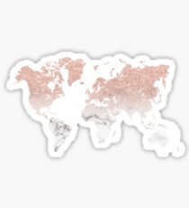 Marble Rose Gold Glitter World Map Sticker