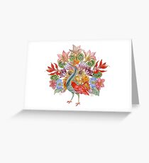 Botanical Watercolor Peacock Greeting Card