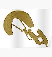 Golden Kitesurfing Sticker Poster