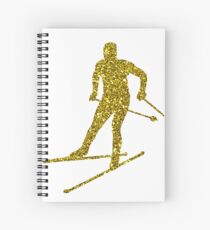 Golden Cross-country skiing Sticker Spiral Notebook