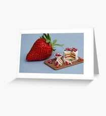 Tiny Cake & Huge Strawberry Greeting Card