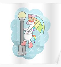 Unicorn Singin In The Rain Poster