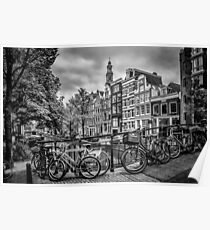 AMSTERDAM Flower Canal black & white Poster