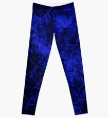 Deep Royal Blue Black Crackle Lacquer Pattern Grunge Texture Leggings