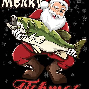 Merry Fishmas - Funny Bass Fish Fishing Christmas Santa Xmas X-mas Holiday  Xmas Gift Idea Drawstring Bag for Sale by PERKATAS