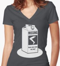Missing: Have You Seen My Leg Prosthetic Leg? Funny T-Shirt for Amputees Women's Fitted V-Neck T-Shirt