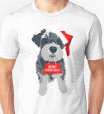 Christmas Miniature Schnauzer Santa Hat Slim Fit T-Shirt
