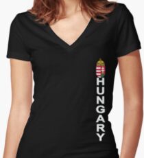 Hungary National Sports Jersey Style Original Vertical Women's Fitted V-Neck T-Shirt
