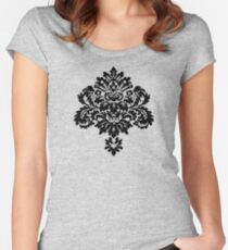 Decorative Girly Victorian Style Vintage Floral Ornament Women's Fitted Scoop T-Shirt