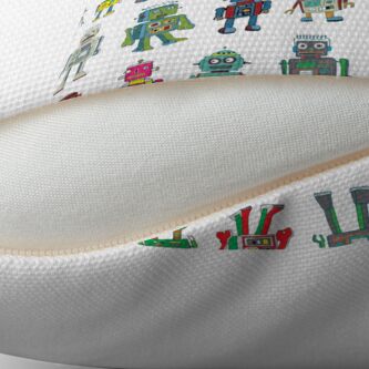 Alternate view of Robot Line-up on White - fun pattern by Cecca Designs Floor Pillow