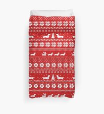 Dachshunds Christmas Sweater Pattern Duvet Cover