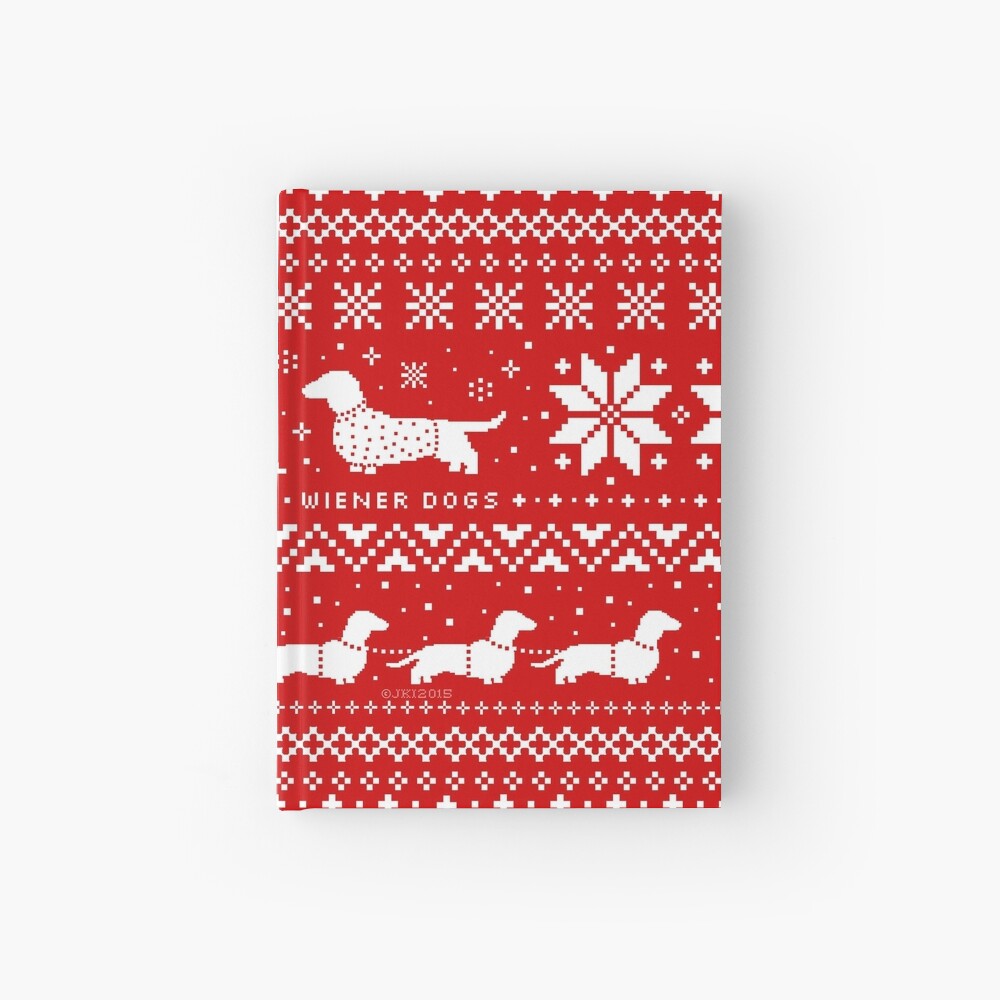 Dachshunds Christmas Sweater Pattern Hardcover Journal