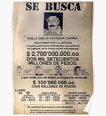 Pablo Escobar wanted poster Poster