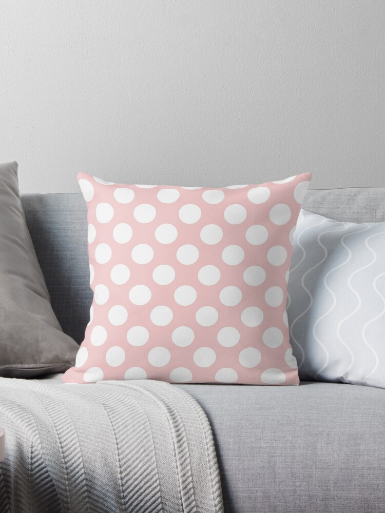 Pastel Rose Quartz Pink White Polka Dots Throw Pillow By Coverinlove